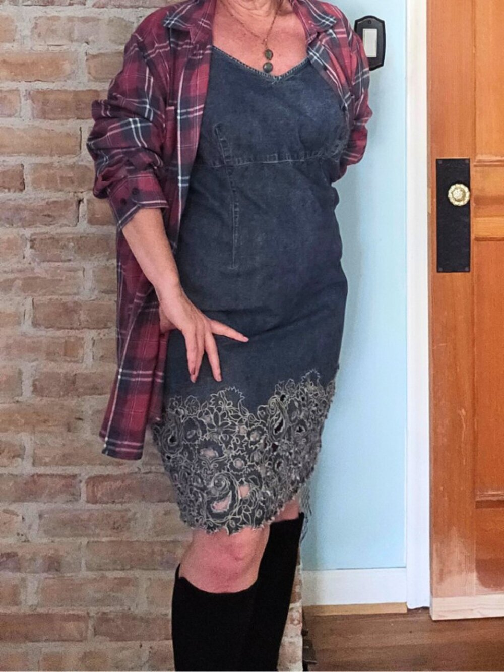 Vintage Venezia Y2K Embroidered Denim Dress 22/24